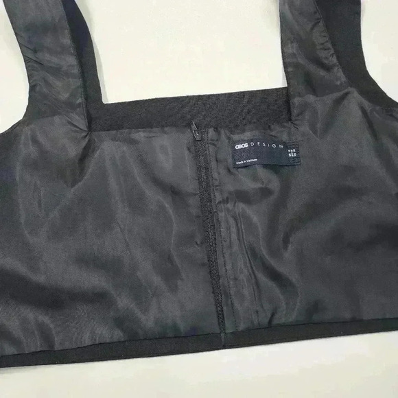Asos Design Black Crop Tank Top Women's 10 - Picture 3 of 7